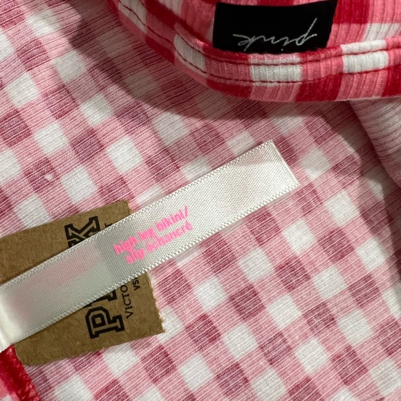 NEW NIP VS PINK victoria secret bikini panty underwear XL red white plaid - Picture 4 of 6